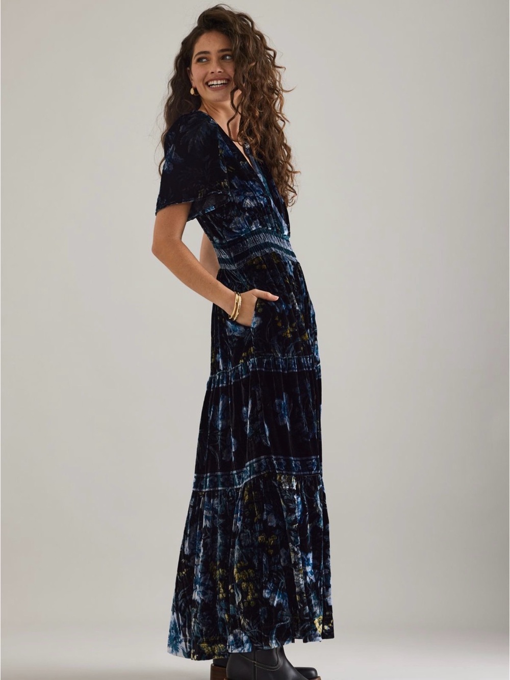 NWT Anthropologie Somerset Velvet Maxi Floral Dress - Picture 7 of 11
